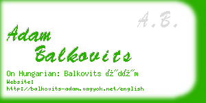 adam balkovits business card